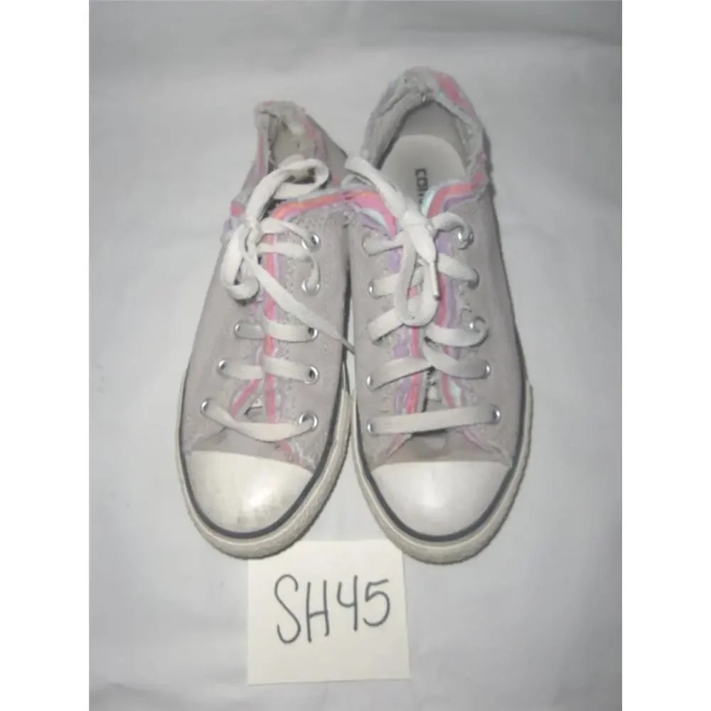 Converse All Star Shoes Size 2 Gray Pink Girls -1012SH45T12